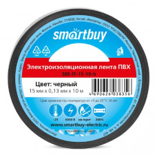 Изолента Smartbuy 0.13x15мм 10м черная (SBE-IT-15-10-b)/кратно 10шт