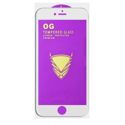 Стекло защитное O.G Full Glass iP 6+/6S+ 9H White (25/1, 0.15mm, техпак)