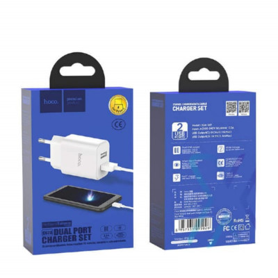 СЗУ-2USB Type-C HOCO C62A 1м, 2.1A, White