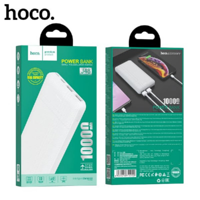 Внешний аккумулятор 10000 mAh HOCO J48, White Nimble, пластик, 2 USB выхода, LED, 2.0A