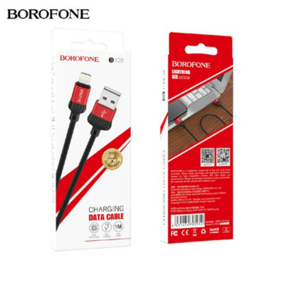 Кабель Lightning BOROFONE BX28 1м, 3,0A, ПВХ, Red. Поддержка зарядки и передачи данных.