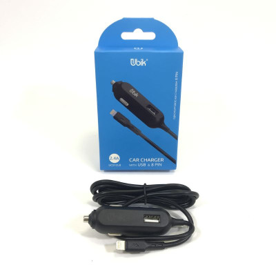 АЗУ-USB Lightning UBIK 2.4A, черный (несъемный кабель)