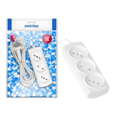 Удлинитель сетевой 3м 3 роз. Smartbuy (SBE-10-3-03-F) 6А/1,35кВт 
без заземления ШВВП 2х0,75