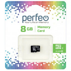 Карта памяти MicroSDHC 8Gb Perfeo Class 10 (без адаптера) PF8GMCSH10