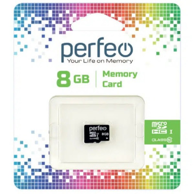 Карта памяти MicroSDHC 8Gb Perfeo Class 10 (без адаптера) PF8GMCSH10