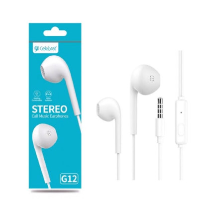 Наушники вкладыши Celebrat G12, White (91 dB+/- 3 dB, длина кабеля 1,2 м.)