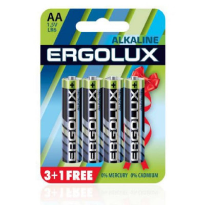 Батарейка Ergolux LR06 Alkaline BL-3+1 (1.5V) (40/960)