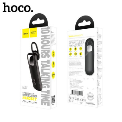 Гарнитура HandsFree Bluetooth Hoco E37 Gratified business Black. Зарядное напряжение DC5V. Время зарядки: 2.5 часа. Время разговора составляет 15 часов, проигрывание музыки - 15 часов, в режиме ожидания - 340 часов. Емкость аккумулятора: 170mAh.