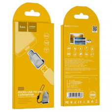 OTG переходник USB(AF)-micro USB(AM) HOCO UA10, Silver