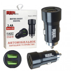 АЗУ-2USB MRM-POWER MR58A Metal 12-24V 5V/2.4A Black, в коробке