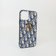 Чехол силиконовый iP 12/12Pro Dior с кольцом, цвет Blue