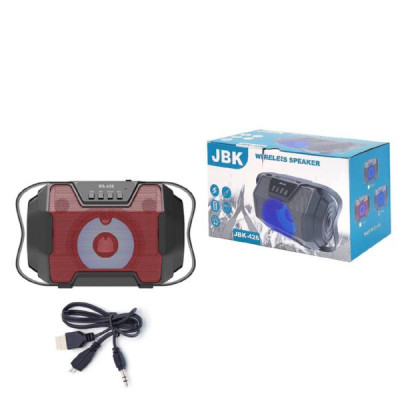 Портативная колонка Орбита JBK-426 цвет в ассорт. Размер: 240х142х134 мм Bluetooth, FM, USB: есть, AUX, TF Встроенный аккумулятор: 2.4 А Мощность (MAX): 5 Вт Материал: пластик Подсветка динамика