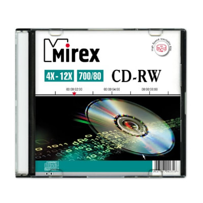 Диск CD-RW MIREX 700Мб 4X-12x Slim case (10/200)