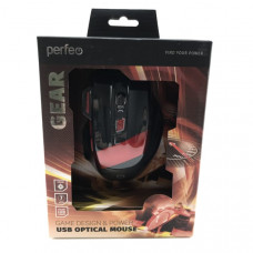 Мышь проводная игровая Perfeo GEAR (PF-5019) чёрн-красн. 7 кн, USB, подсветка 6 цветов.