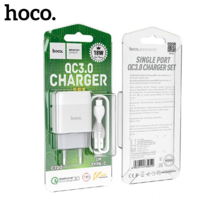 СЗУ-USB Type-C HOCO C72Q 1м, QC3.0A, 18W, White