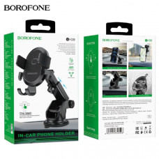 Держатель мобильного телефона BOROFONE BH39 Black. Подходит для 4,5-6,5 дюймовых мобильных телефонов. Ширина зажима: 55-85 мм. Размеры: 155х88х108 мм. На приборную панель, лобовое стекло.