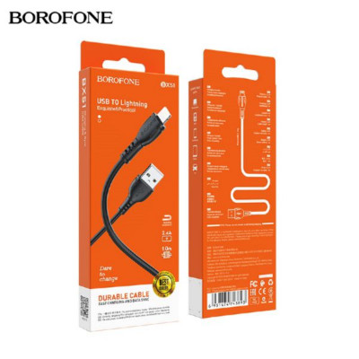 Кабель Lightning BOROFONE BX51 1м, 2,4A, ПВХ, Black (1/360)