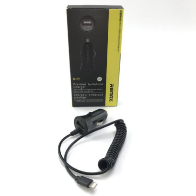 АЗУ-USB REMAX R77 Lightning Vitoi 1м, 2.1А, Black (несъемный кабель)