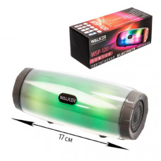 Портативная колонка WALKER WSP-120, (5Вт2дин, Bluetooth, 18х7см), Led подсветка, серая