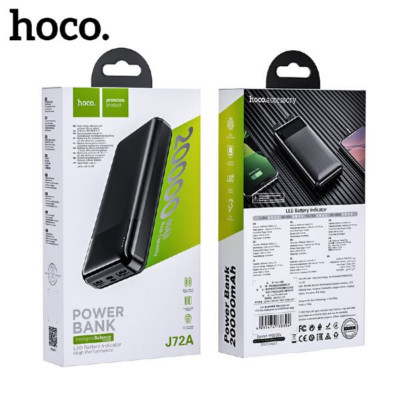 Внешний аккумулятор 20000 mAh Hoco J72A Black. Вход: Micro-USB/Type-C, 5V/2A макс.LED индикатор уровня заряда. Материал: AB+огнеупорный PC+литий-полимерный аккумулятор. Размер: 145х68х28мм. Вес: 400г.