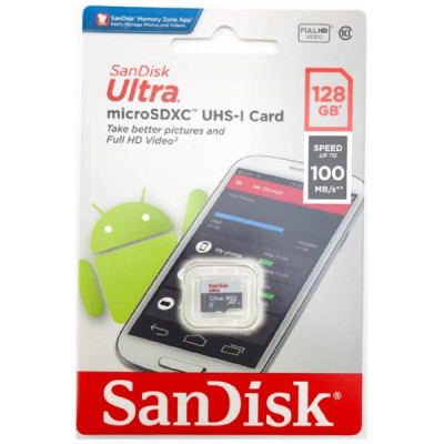 Карта памяти MicroSD SanDisk 128GB Class 10 Ultra Light UHS-I  (100 Mb/s) без адаптера