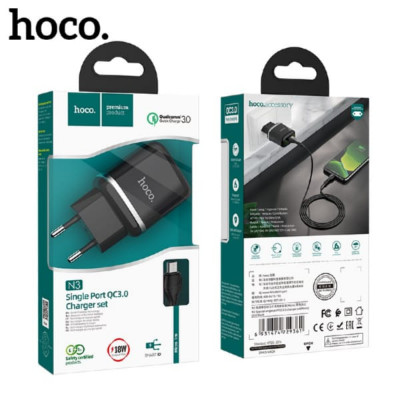СЗУ-USB Micro HOCO N3 1м, QC3.0A, Black