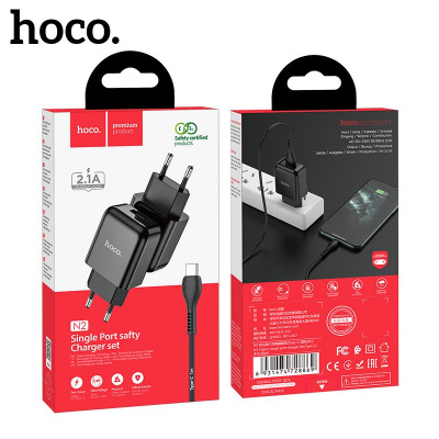СЗУ-USB Type-C HOCO N2 1м, 2.1A, Black