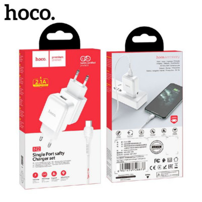 СЗУ-USB Type-C HOCO N2 1м, 2.1A, White