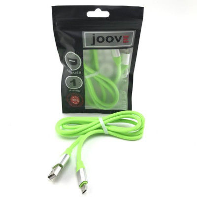 Кабель Micro USB JOOVE R32 1м, металл. наконечник, резиновый, Green, блистер