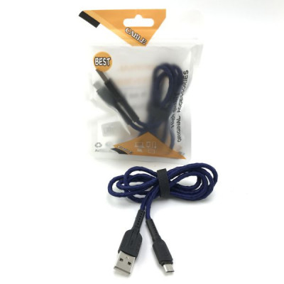 Кабель Micro USB MRM MR48m 1м, тканевый, Blue, блистер