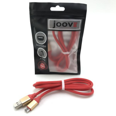 Кабель Micro USB JOOVE R12 1м, резиновый, Quik Charge, Red, в блистере