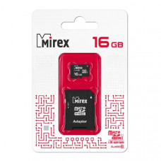 Карта памяти MicroSD 16Gb MIREX Class 10 UHS-I + SD адаптер