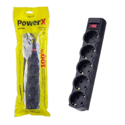 Сетевой фильтр Perfeo 1,8м, 5 розеток POWERX, черный