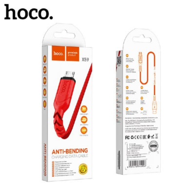Кабель Micro USB HOCO X59 Victory 1м, 2.4A, шнуровая оплетка, Red