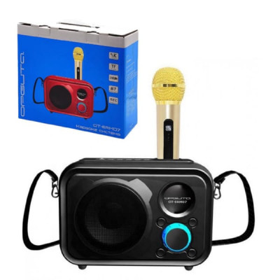 Портативная колонка караоке Орбита OT-ERM07 Черная Мощность:10Вт TF/USB/Bluetooth: V4.2/AUX 3.5мм. Автономное время работы: до 3ч. Один аккумуляторный беспроводной микрофон.Функция ECHO на микрофоне. Функция записи REC