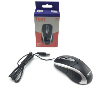 Мышь проводная Perfeo TOUR (PF_A4751) 3 кн, DPI 1000, USB, чёрн/серебр