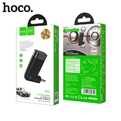 Bluetooth ресивер HOCO E53 Dawn sound Black  BT V5.0 JL. Дальность передачи: 10м. Время зарядки: около 2ч. В режиме звонков/музыки:10ч. В режиме ожидания: более 200ч. Батарея 145mAh класс A полимерная. Размер: 50х48 х11.5мм.