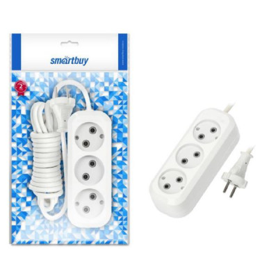 Удлинитель сетевой 1.5м 3 роз. Smartbuy (SBE-10-3-1,5-N) 10А/2,2кВт без заземления ПВС 2х1,0
