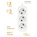 Удлинитель сетевой 2м 3 роз. Smartbuy (SBE-10-3-02-N) 10А/2,2кВт без заземления ПВС 2х1,0