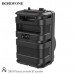 Активная напольная колонка Borofone DR03 Black. Динамик 8-дюймовый широкополосный, Bluetooth 5.0, емкость аккумулятора динамика 1800мАч, время зарядки около 2,5ч., время музыки около 3ч. Размер: 381х236х203мм.