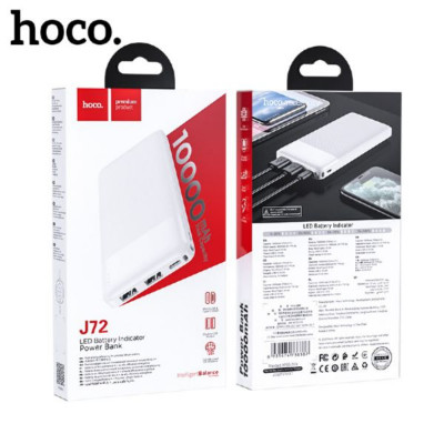Внешний аккумулятор 10000 mAh HOCO J72 Easy travel (White)
Вход: MicroUSB/Type-C, 5V/2A макс. Дисплей: LED индикатор уровня заряда. Материал: ABS + огнеупорный PC+ литий-полимерный аккумулятор.  Размер: 136х68х16мм. Вес: 225г.