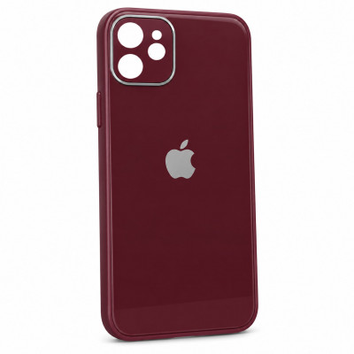 Чехол стеклянный iP 11 Glass Bordo