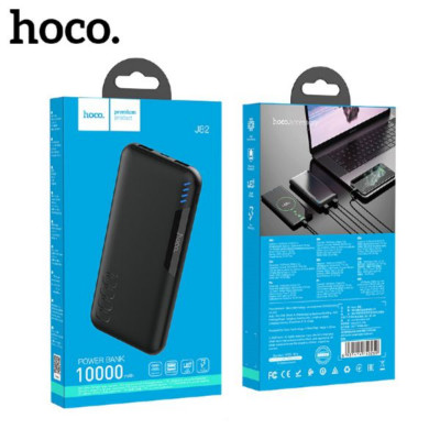 Внешний аккумулятор 10000 mAh HOCO J82 Black Вход Micro-USB / Type-C, два выхода USB 2A, LED индикатор
