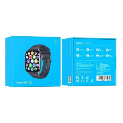 Часы Smart Watch HOCO Y3 Black. Емкость аккумулятора: 220 мАч (при использовании 5 дней). Главный экран: 1,69-дюймовый емкостный сенсорный экран высокой четкости 2.5D, разрешение 240х285. IP68 водонепроницаемый. Память: RAM256KB + ROM128Mb. BT 5.0. Подклю