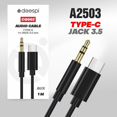Аудио переходник Type-C(AM)-Jack3,5(AM) Deespi CQ002, длина 1метр, Black