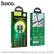 Кабель USB-C/USB-C HOCO X14 Double speed, 1м, 3,0А, PD60W, Black