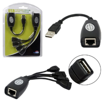 Переходник USB H61 (Extender) по витой паре 1M/4F (RJ45), 2шт в комплекте, блистер