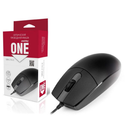 Мышь проводная Smartbuy ONE 216-K, черный. 3кн. Оплетка кабеля: резина.
Оптический датчик нажатий;встроенное колесо прокрутки. Питание USB-порт. DPI
1000.