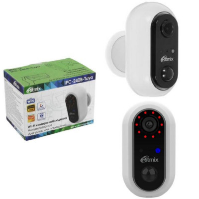 Видеокамера RITMIX IPC-240B-Tuya, Wi-Fi, full HD 1080p, 2x18650 аккумулятора, IP65 уличная, домашняя, магнитный 3D держатель