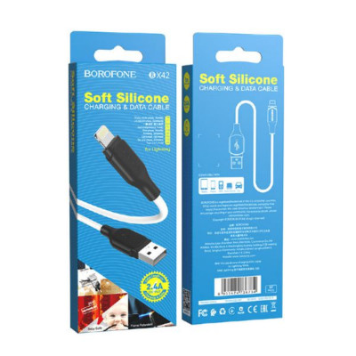 Кабель Lightning BOROFONE BX42 1м, 2,4A, силикон, White